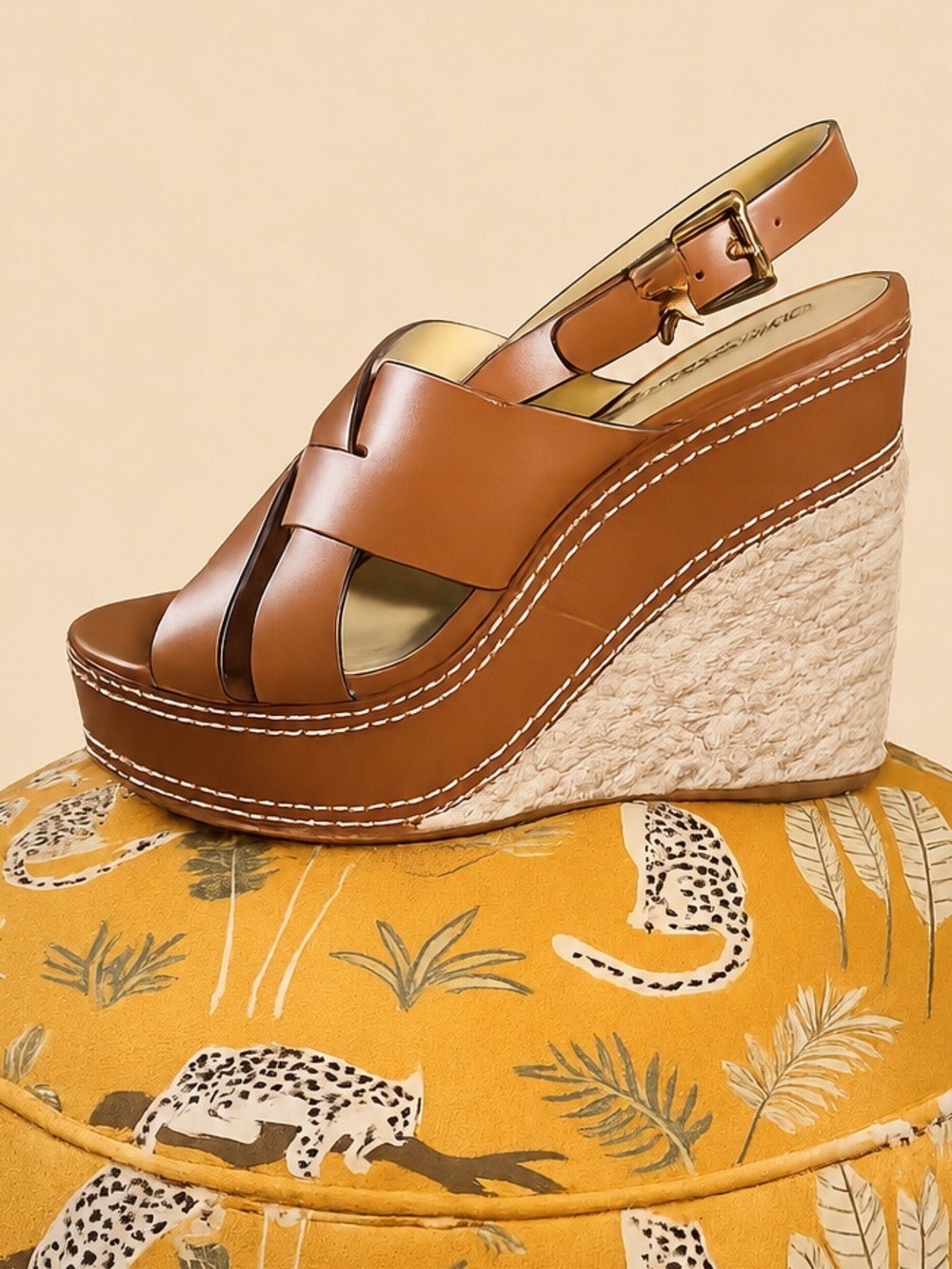 Michael Kors Nora Leather Platform Wedge Sandals Size 10 NWOB $291